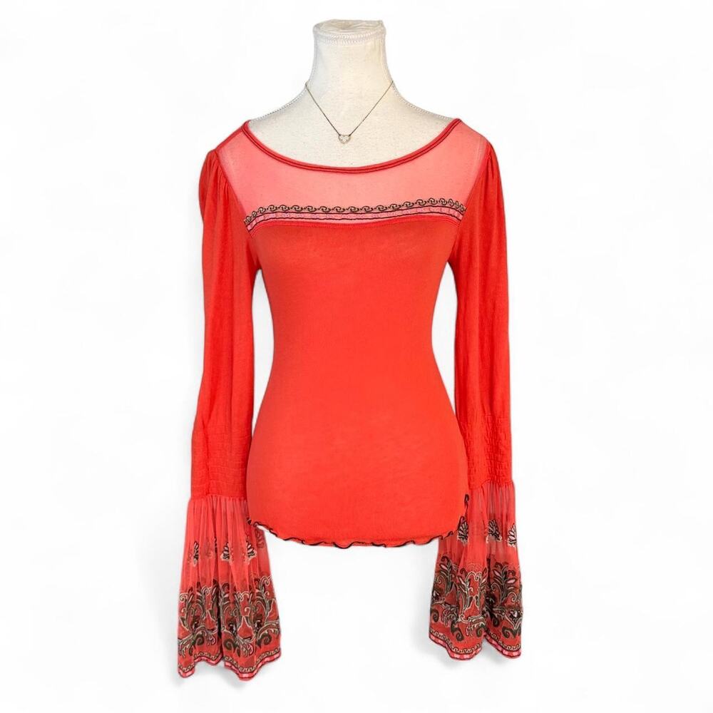 Free People High tide boho belle flared sleeve beautiful top size XS